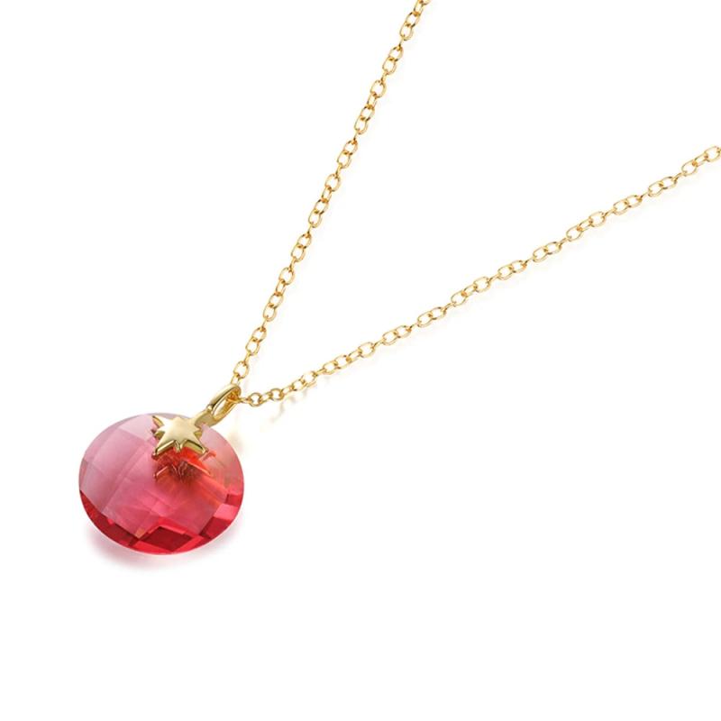 925 Silver Colorful Crystal Pendant Necklaces for Women Girls