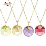 925 Silver Colorful Crystal Pendant Necklaces for Women Girls