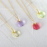 925 Silver Colorful Crystal Pendant Necklaces for Women Girls
