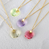 925 Silver Colorful Crystal Pendant Necklaces for Women Girls