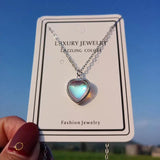 Heart Shaped Pendant Necklace Silver 925 Moonstone Clavicle Chain Female Gift