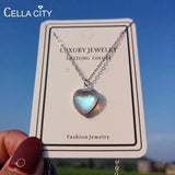 Heart Shaped Pendant Necklace Silver 925 Moonstone Clavicle Chain Female Gift