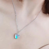 Heart Shaped Pendant Necklace Silver 925 Moonstone Clavicle Chain Female Gift