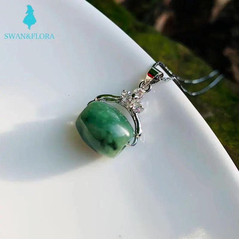 Natural Myanmar Jadeite Pendant Necklace Women Jewelry