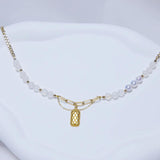 Vintage Jade Choker Necklace for Women, Titanium Steel Beaded Collar