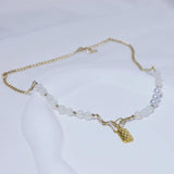 Vintage Jade Choker Necklace for Women, Titanium Steel Beaded Collar