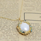 Freshwater Pearl Choker Necklace for Women with Turquoise Decor