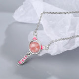 925 Silver Opal Charm Cat Pendant Necklace Girls Gift
