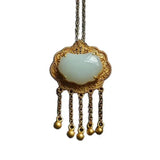 Hotan Jade Ruyi Pendant Necklace with Tassel Clavicle Chain