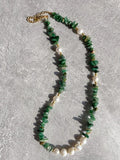 Natural Stone Stainless Steel Beaded Pearl Necklace