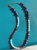 Natural Stone Stainless Steel Beaded Pearl Necklace