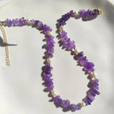 Natural Stone Stainless Steel Beaded Pearl Necklace