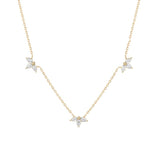 925 Silver Collarbone Necklace Zircon Flower Pendant Women
