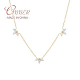 925 Silver Collarbone Necklace Zircon Flower Pendant Women