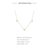 925 Silver Collarbone Necklace Zircon Flower Pendant Women
