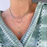 925 Silver Collarbone Necklace Zircon Flower Pendant Women