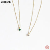 925 Silver Green Zircon Girl Charm Necklace for Women