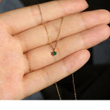 925 Silver Green Zircon Girl Charm Necklace for Women