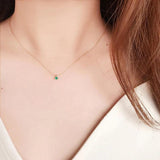 925 Silver Green Zircon Girl Charm Necklace for Women