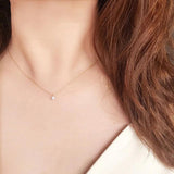 925 Silver Green Zircon Girl Charm Necklace for Women