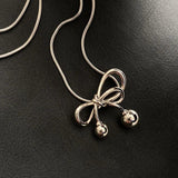 925 Silver Bow-knot Necklace Charm for Women