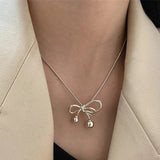 925 Silver Bow-knot Necklace Charm for Women