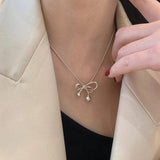 925 Silver Bow-knot Necklace Charm for Women