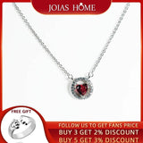 Delicate Silver 925 Heart Ruby Zircon Pendant Necklace for Women