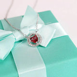 Delicate Silver 925 Heart Ruby Zircon Pendant Necklace for Women