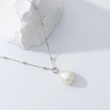 925 Silver Baroque Pearl Pendant Necklace Women Dainty Jewelry Collar