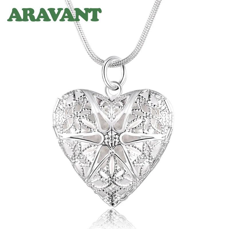 925 Silver Heart Photo Frame Necklace for Women Jewelry