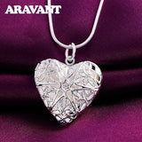 925 Silver Heart Photo Frame Necklace for Women Jewelry