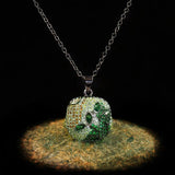 925 Silver Green Zircon Pendant Necklace Women's Jewelry Sweater Chain