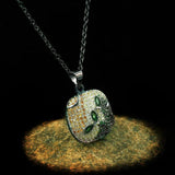 925 Silver Green Zircon Pendant Necklace Women's Jewelry Sweater Chain