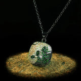 925 Silver Green Zircon Pendant Necklace Women's Jewelry Sweater Chain