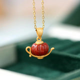 Red Tourmaline Teapot Necklace