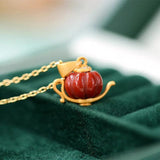 Red Tourmaline Teapot Necklace