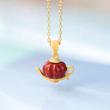 Red Tourmaline Teapot Necklace