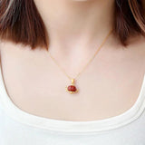 Red Tourmaline Teapot Necklace