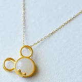 Silver Inlaid Hetian Jade Pendant Necklace Mickey Sweet Feminine Charm
