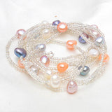 Baroque Pearl Necklace Long Crystal Beads 925 Silver Clasp