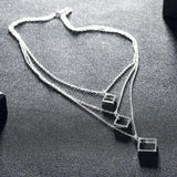 Silver 925 Necklace Women Square Shape Chains Jewelry