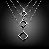 Silver 925 Necklace Women Square Shape Chains Jewelry