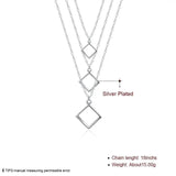 Silver 925 Necklace Women Square Shape Chains Jewelry