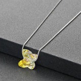 Austria Crystal Butterfly Pendant Necklace S925 Silver
