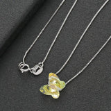 Austria Crystal Butterfly Pendant Necklace S925 Silver