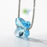 Austria Crystal Butterfly Pendant Necklace S925 Silver