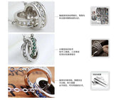 925 Silver Double Circle Zircon Necklace Pendant For Women