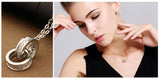 925 Silver Double Circle Zircon Necklace Pendant For Women