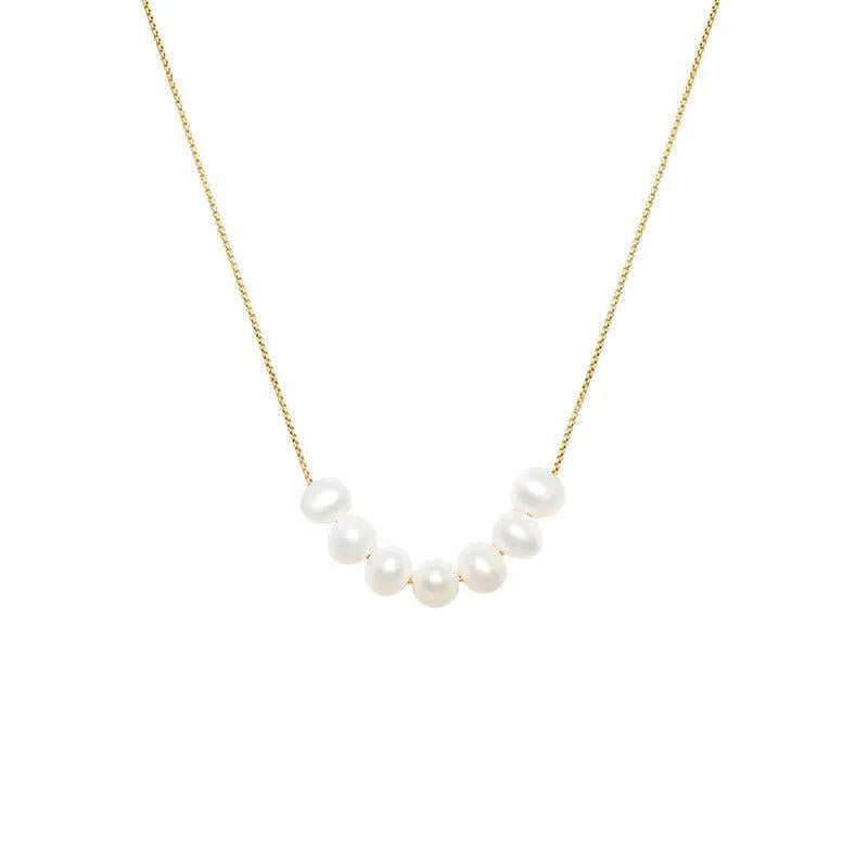 925 Silver Pearls Pendant Necklace Multilayer Chain for Girls